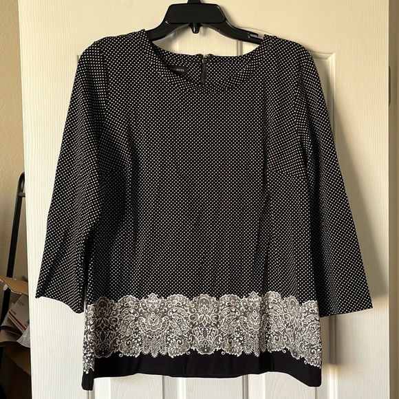 Talbots EUC black and white polka dot blouse size L - Picture 1 of 6